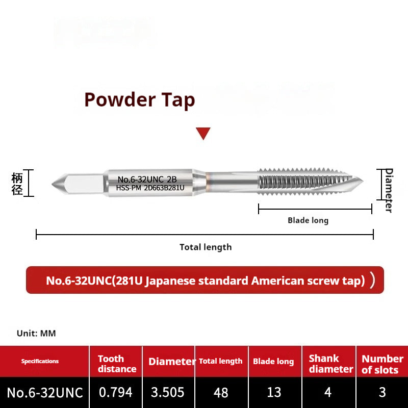 2125-281U American powder screw tip machine with tap spiral tapping series Japanese standard powder high-speed steel tap Shandong Denso Pricision Tools Co.,Ltd.